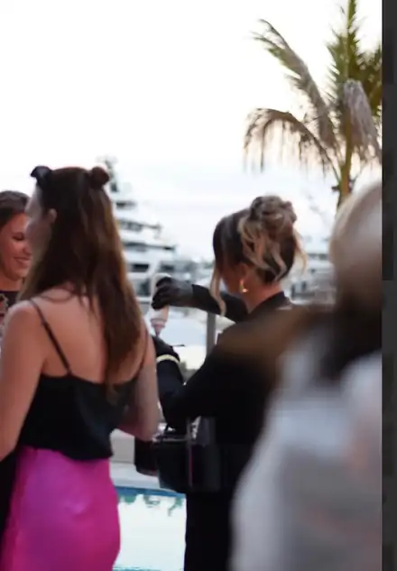 Yacht-side caviar service at the marina